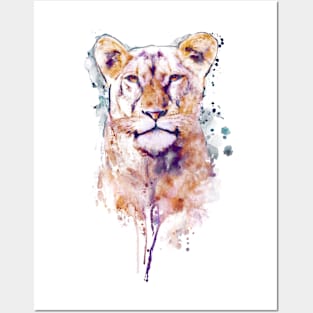 Lady Lowin von Aquarell - Watercolor Lioness Portrait Posters and Art